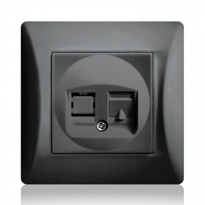 Πρίζα Δικτύου RJ45 Cat6 Μονή Μαύρο Lineme H-Series 50-00118-2
